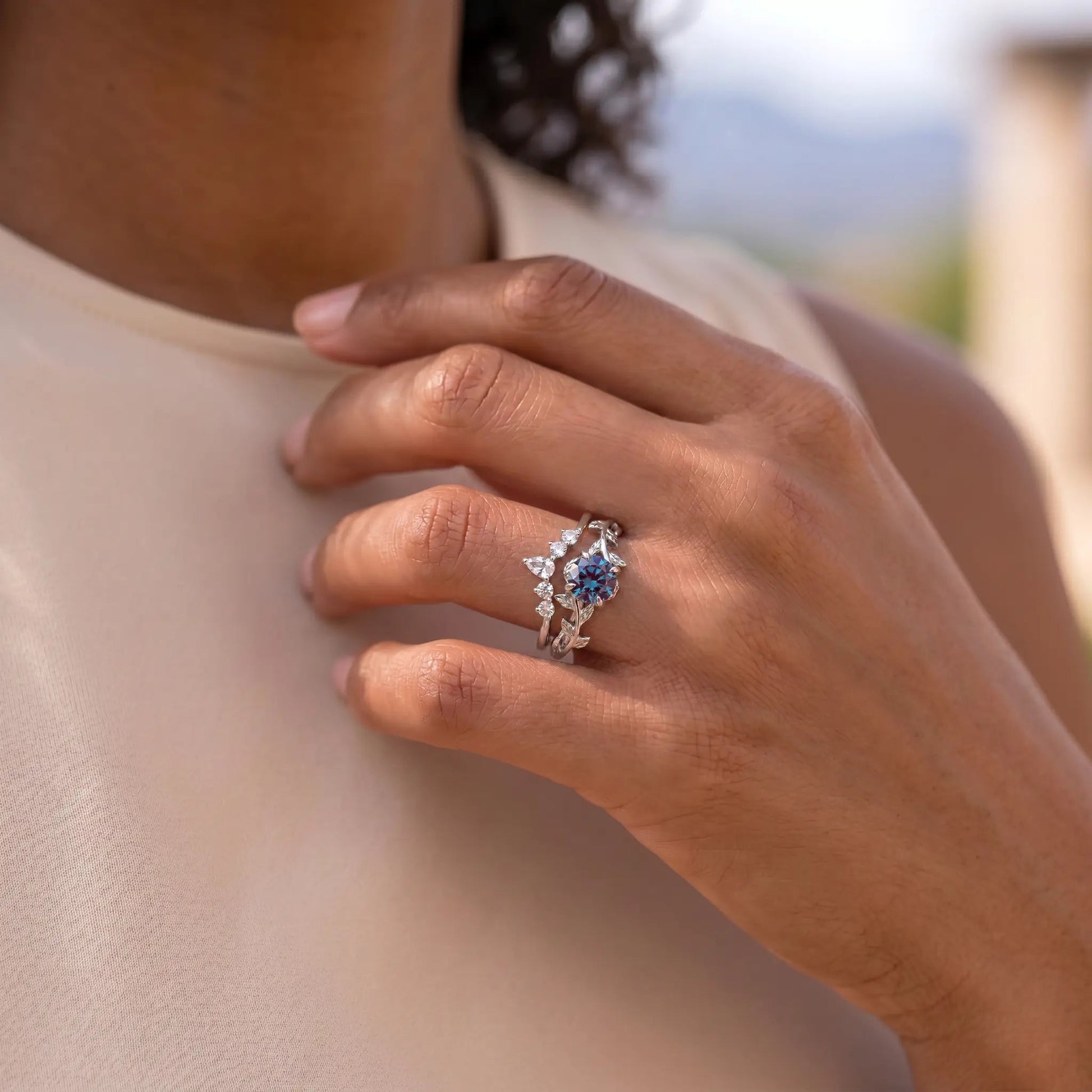 WISTERIA SET — Alexandrite & Topaz   Rings Starry Cradles