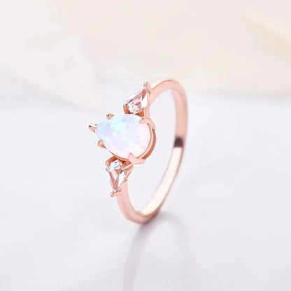 Ring for women with Opal and White Zircon gemstone