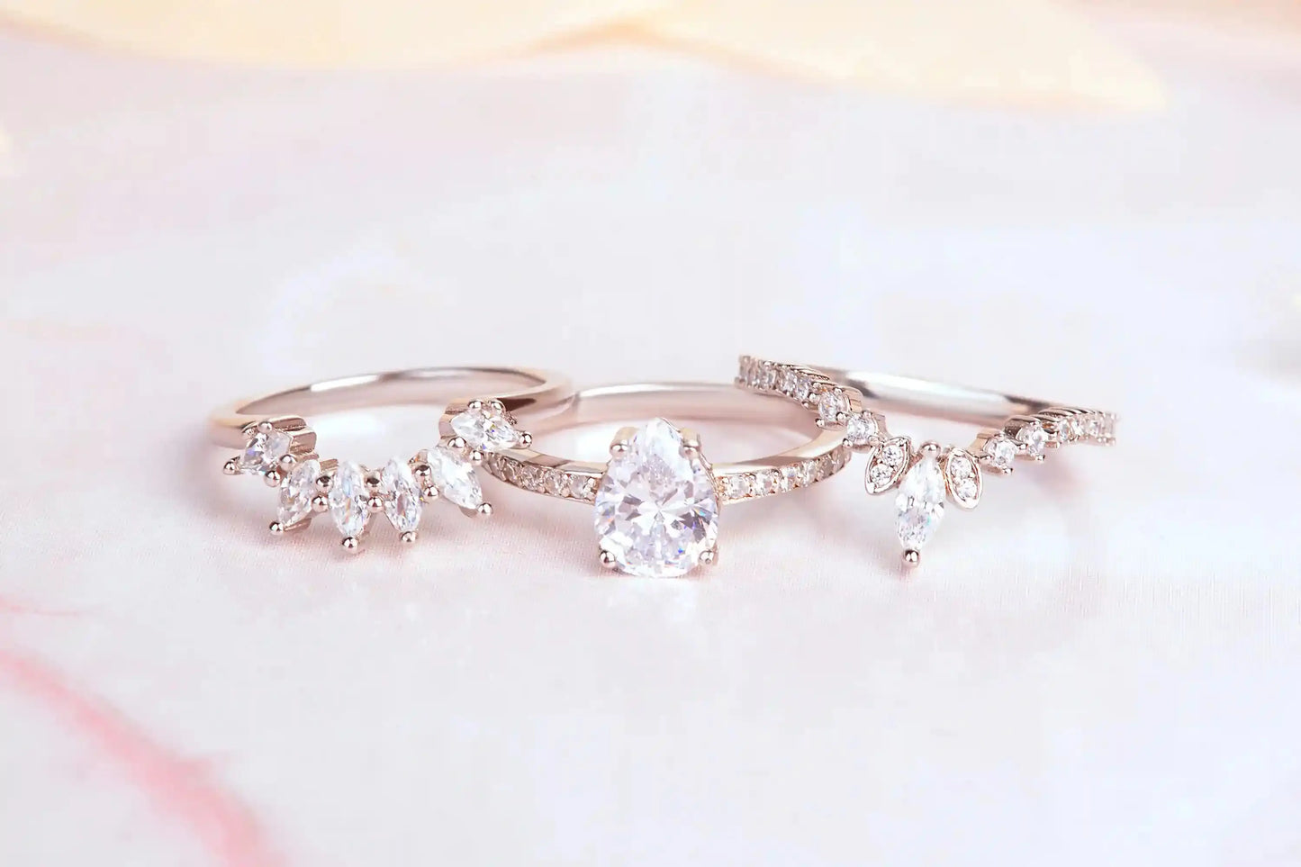 White Gold Ring set for a women with white topaz gemstones