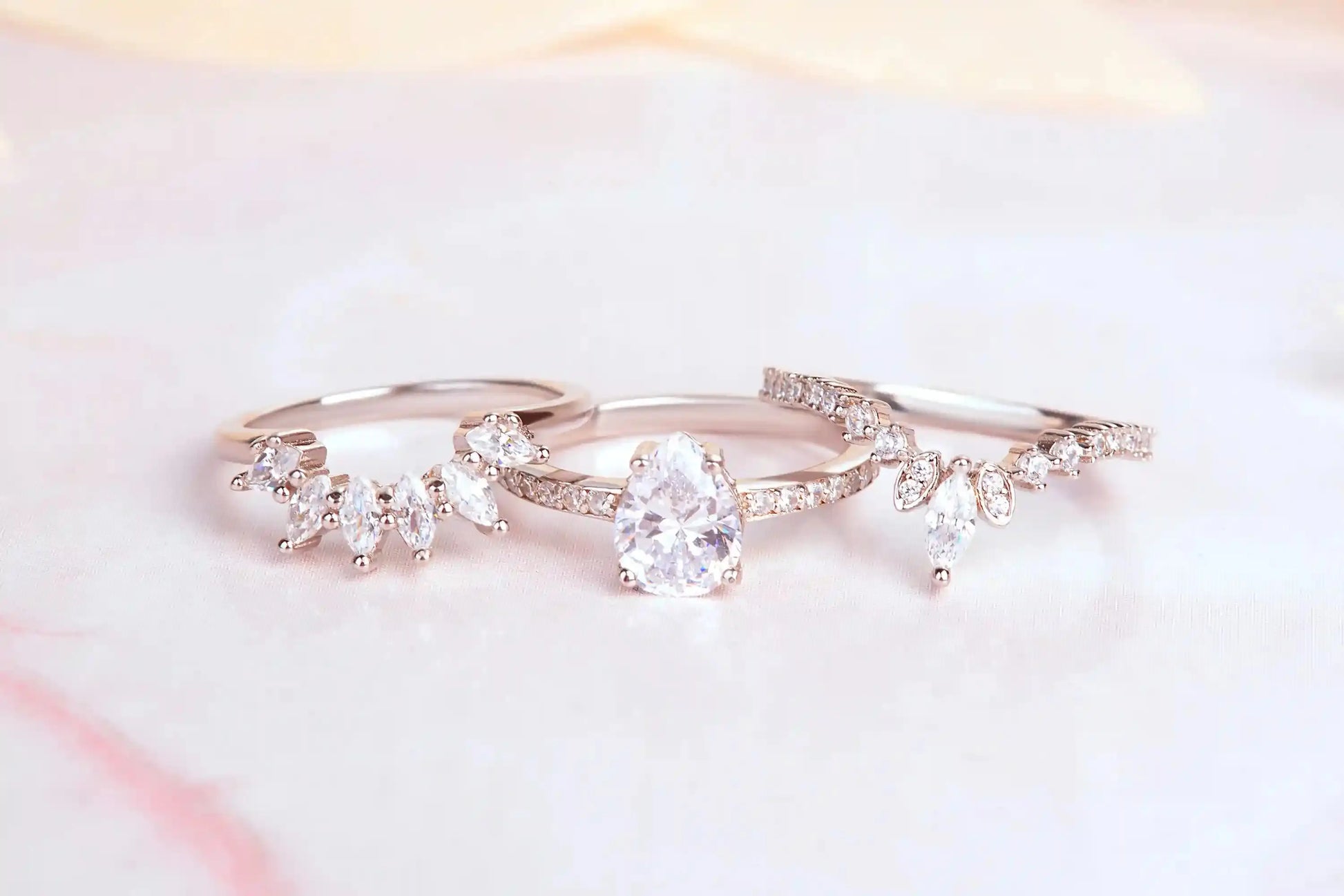 White Gold Ring set for a women with white topaz gemstones