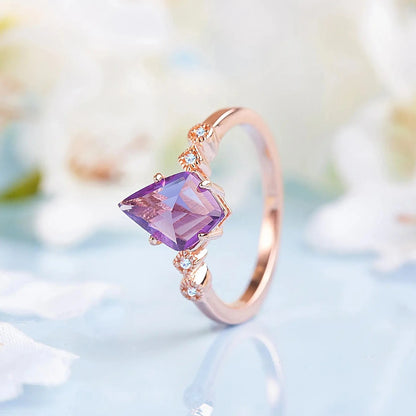 Amethyst and White Zircon ring