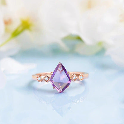 Amethyst and White Zircon ring