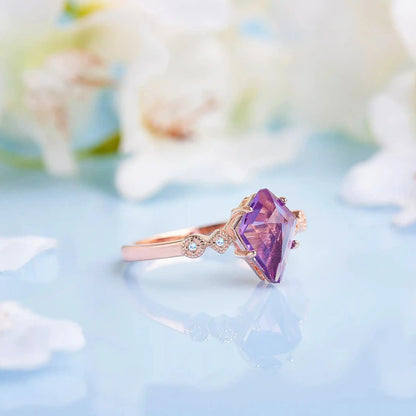 Amethyst &amp; White Zircon ring