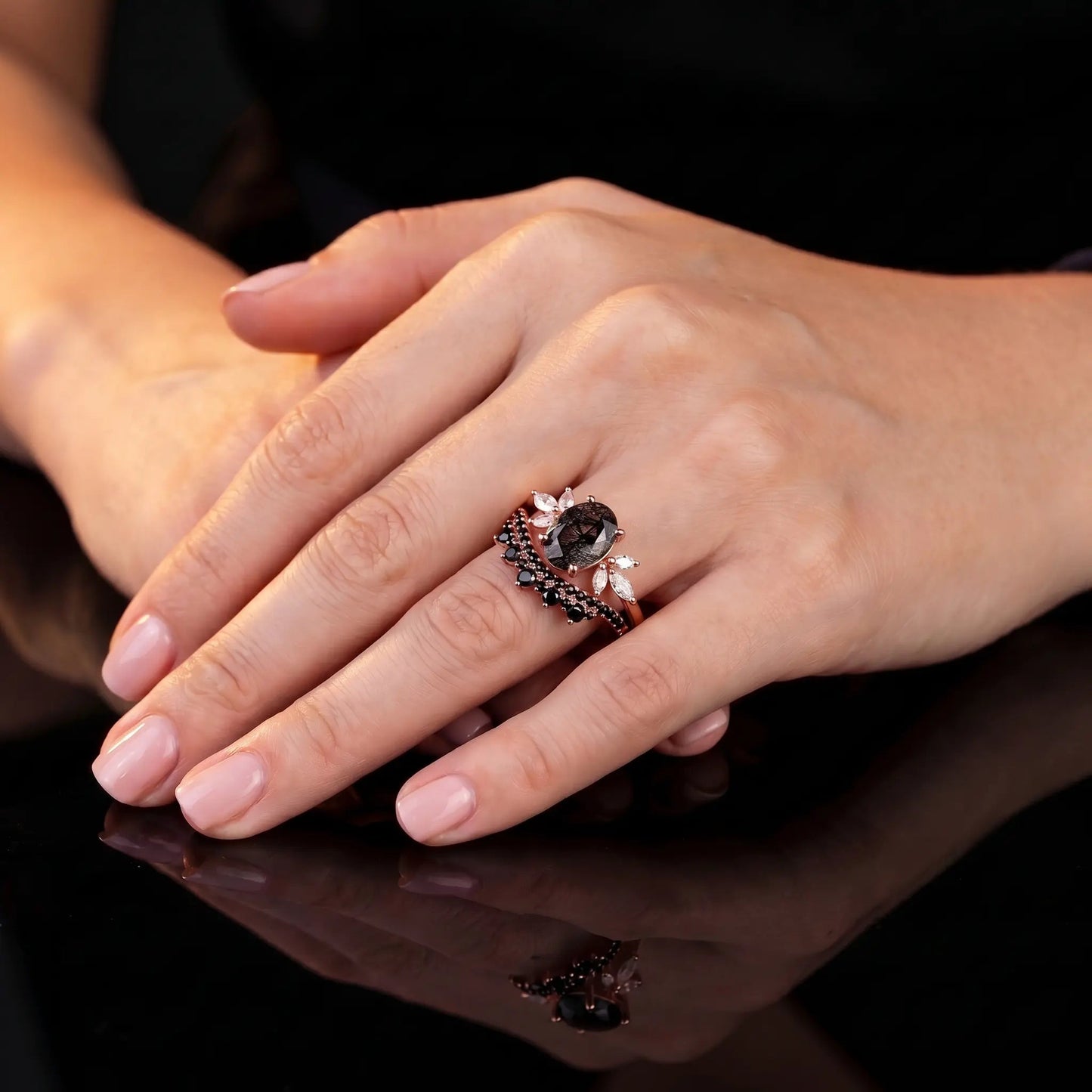 ORION — Black Quartz & Topaz set   Rings Starry Cradles