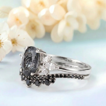 ORION — Black Quartz & Topaz set   Rings Starry Cradles