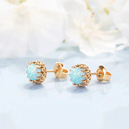 Green Opal Crown Studs earrings   Earrings Starry Cradles