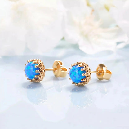 Blue Opal Crown Studs   Earrings Starry Cradles