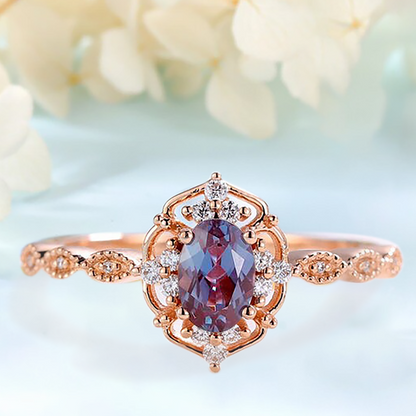 Zircon ring with an alexandrite stone