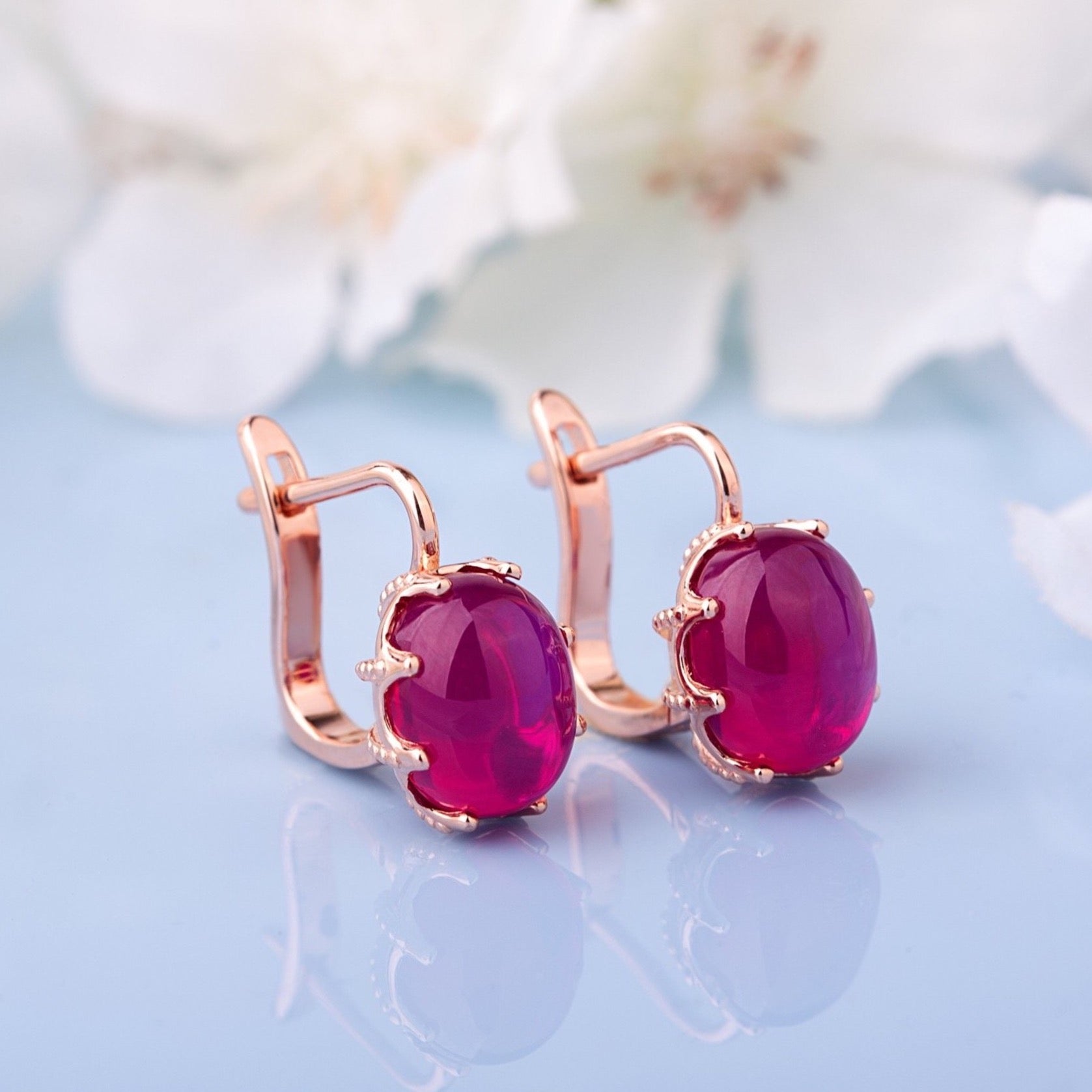 Two Red Ruby vintage earrings