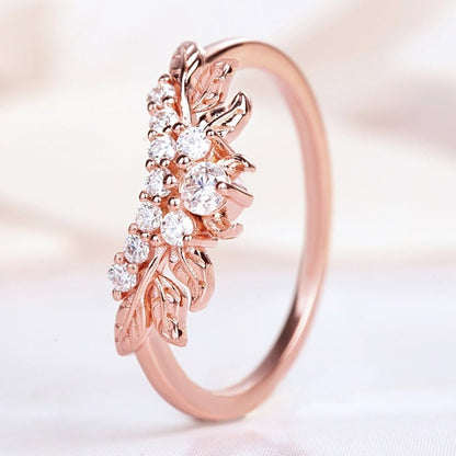 Ring for women with moissanite twig. Silver Ring is gold plated